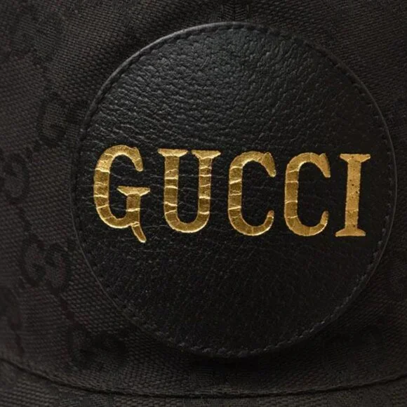 Gucci Baseball Cap Hat Gold Foil Embossed GG Black 4 Hg53 1060 Size